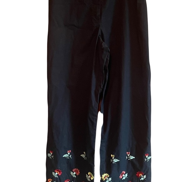 Vintage Larry Levine sport stretch Black Floral Embroidered Pants size 4 - Picture 3 of 7